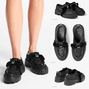 Jimmy Choo x Sailormoon Luna Marlow Glitter Moccasin Loafer Velvet Bow Cat Charm